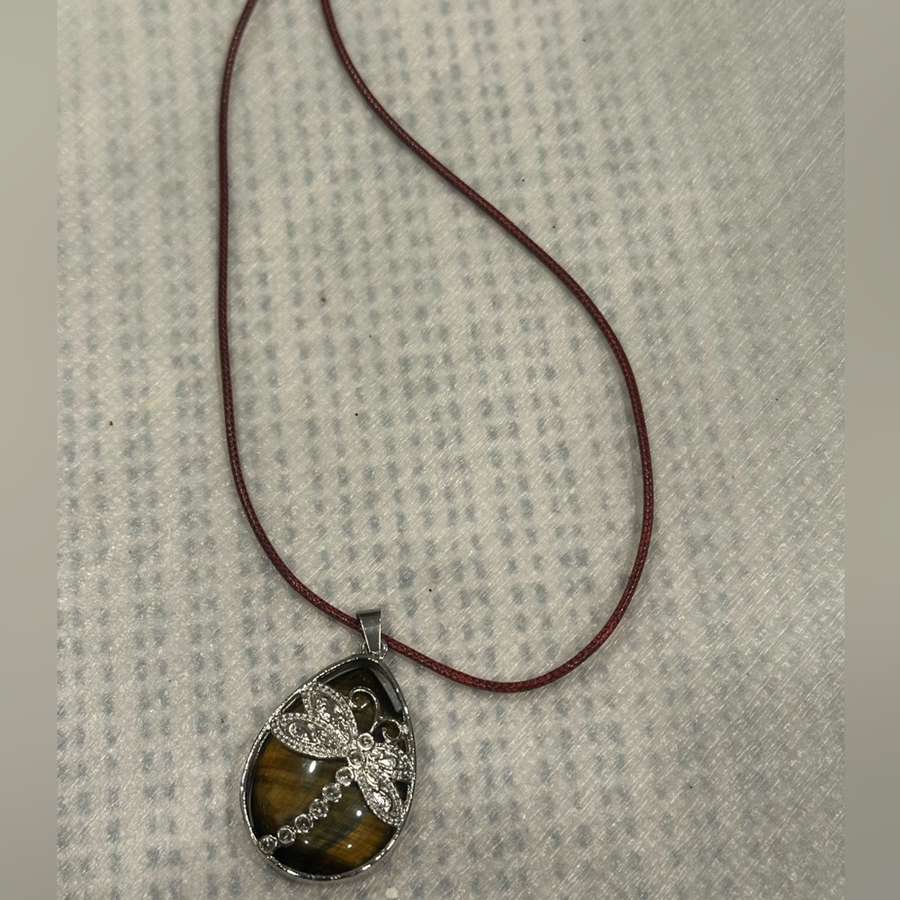 Sterling Silver and Gold Dragonfly Pendant Necklace - Picture 3 of 3
